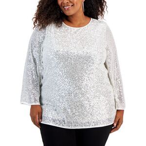 Plus Size Sequined Pullover Tunic